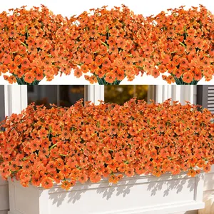 24 Bundles Artificial Mums for Indoors & Outdoors, Faux Mums for Planters, Fall Decorations for Garden, Porch, Window Boxes, Weddings, Lifelike Fake Plant, Artificial Plant Set, Decorative Flowers, Artificial Flower Decorations, Artificial Plants Outdoor