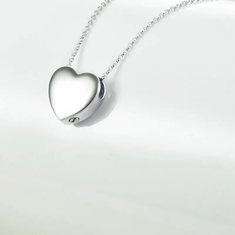 New heart-shaped urn pendant to commemorate loved ones, pets, smooth love urn necklace