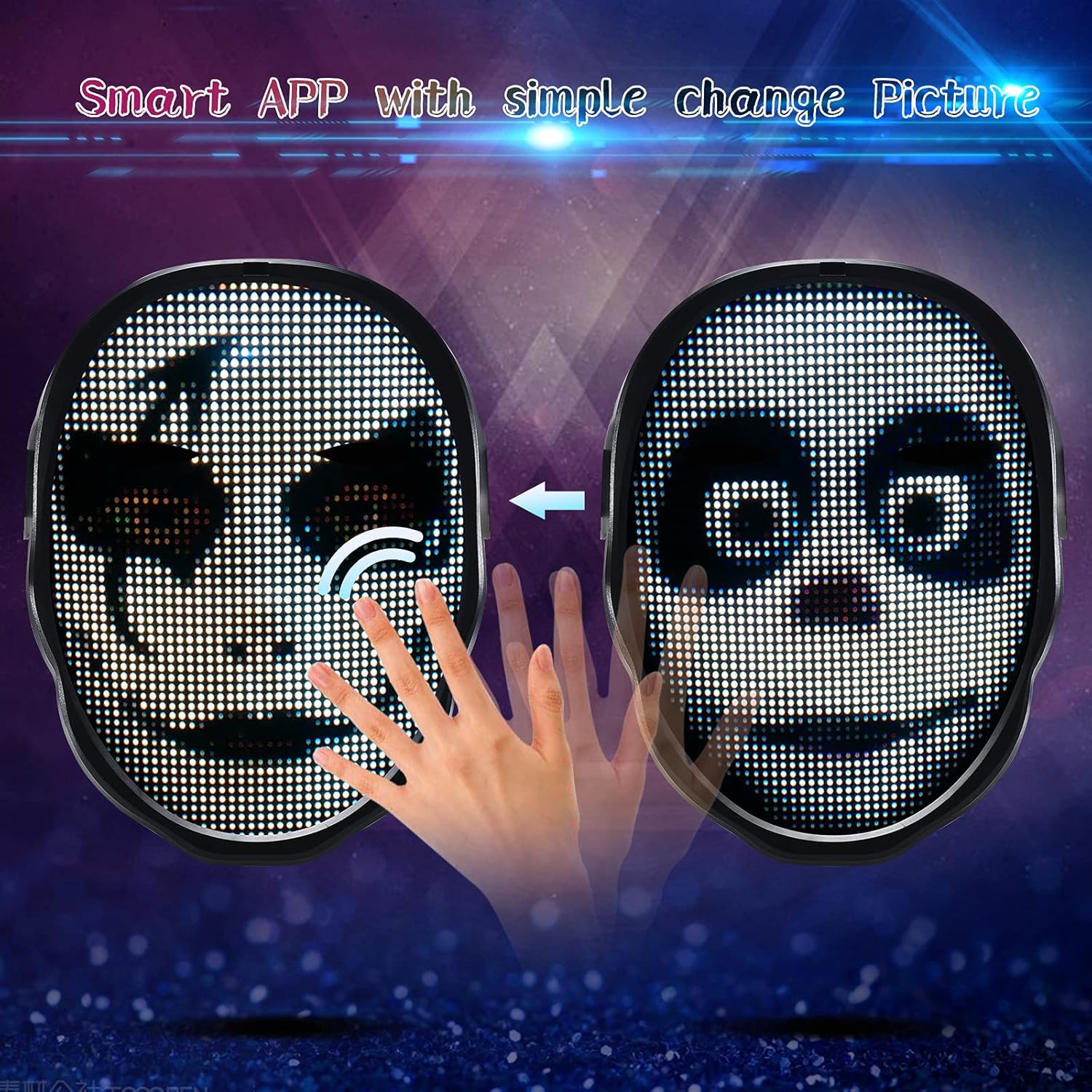 SUNDAY MIRTH Led Mask,  App Controlled Halloween , Luminous Mask for Adults, Light up Costumes
