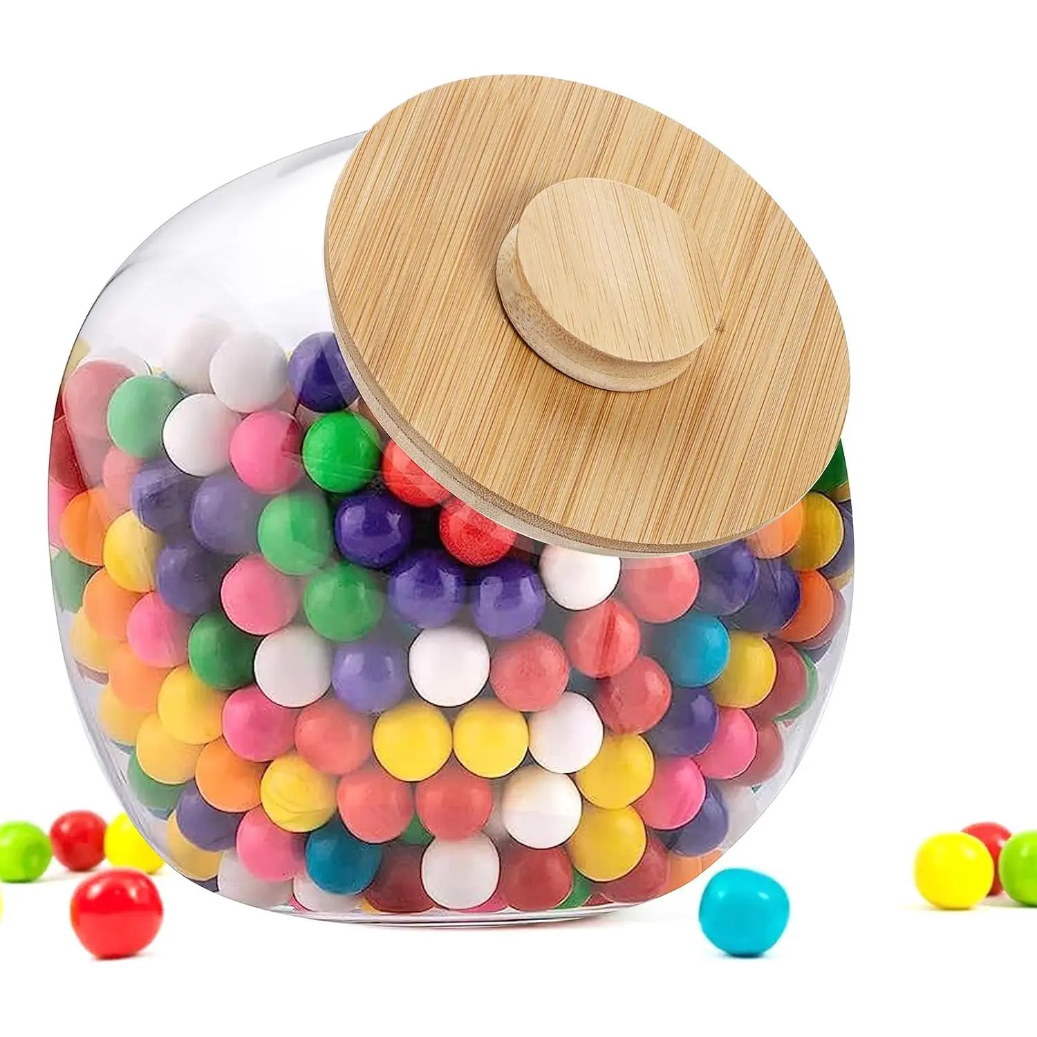 Clear Slanted Plastic Storage Jar with  Lid, Wide Mouth Laundry Pods Container Dishwasher Pods Holder, Coffee Pod Holder for  K Cup, Candy Cookie Jars for Coffee Bar Kitchen