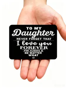 Stylish Engraved Wallet Card & Greeting Postcard for Daughters, heartfelt letter inscribed "To My Daughter" from Mom. Perfect sentimental keepsake gift for daughter’s birthday, graduation, Valentine’s Day and birthday parties.