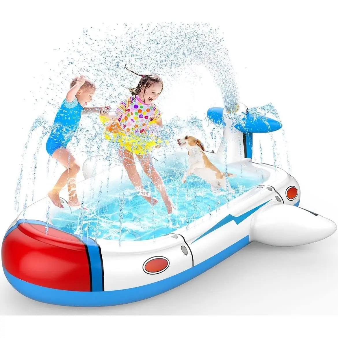 68" 3-in-1 Inflatable Splash Pad Sprinkler Pool, Outdoor Summer Backyard Water Play Mat Wading Pool for Toddlers Ages 3-8, Boys & Girls