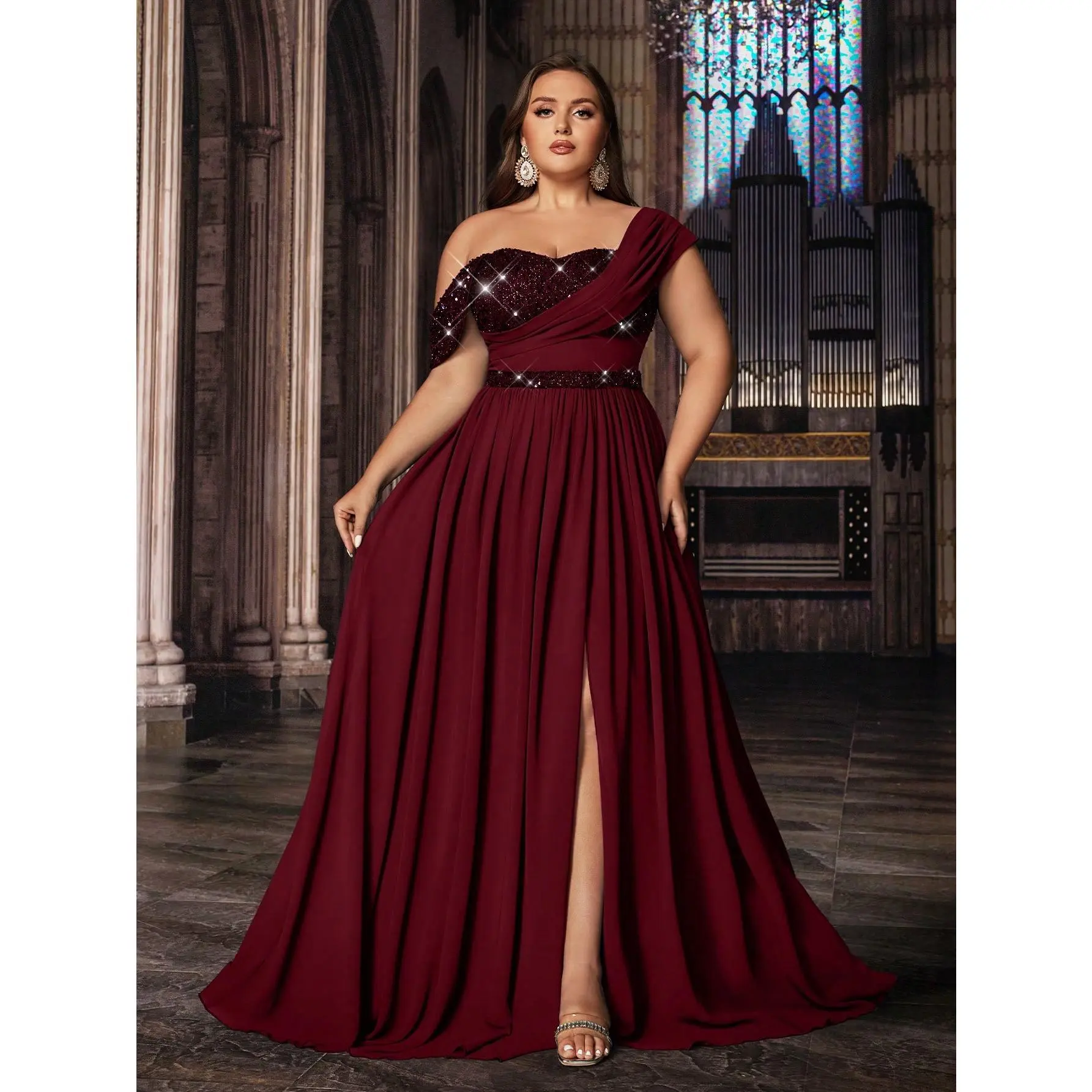 Women Plus Size Brismaid Dresses Sequin Summer Maxi Dress A Line Wedding Guest Prom Evening Party Cocktail Gown