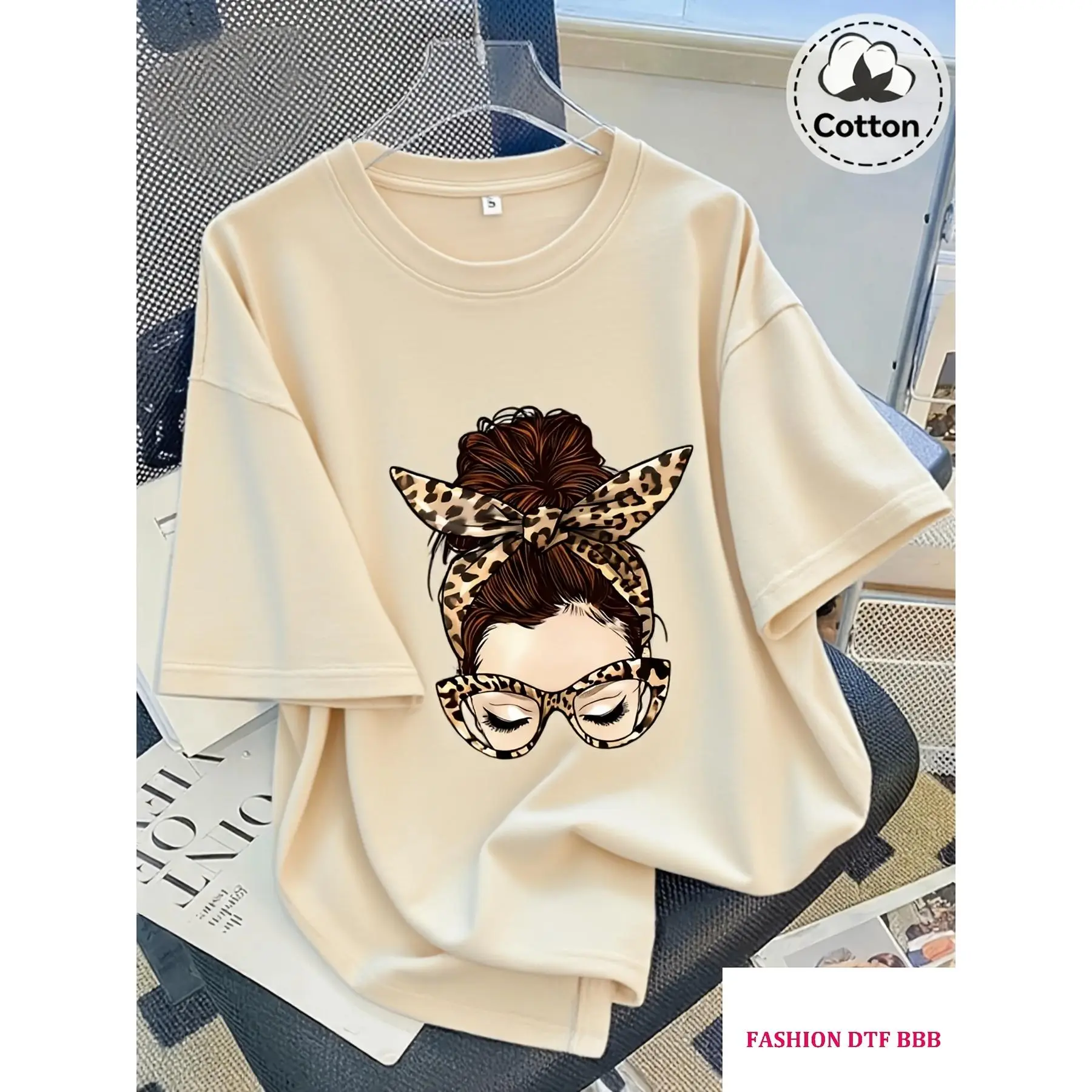 Men's Leopard Print Round Neck Short-Sleeve Cotton T-Shirt - Loose-Fitting, Stretchy, Medium-Length Casual Top for Daily Outings, Home Wear