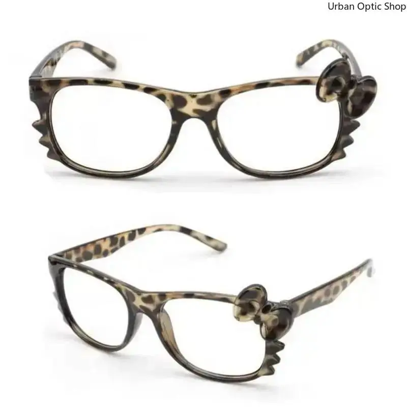 XUH 2 Pack Kawaii Y2K Kitty Leopard Print Glasses for Women, Cartoon Nerd Frame Cute Fashion Decorative Eyewear, Stylish Non-Prescription Eyeglasses for Daily Street Style Back to School Y2K Aesthetic Outfits, Great Gift for Mother's Day & Female Holidays