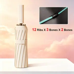 12-Bone Automatic Folding Umbrella, Rainy & Sunny Days, Upf50 Sunscreen, Wind-Resistant, Ideal for Outdoor Use, 1 Piece