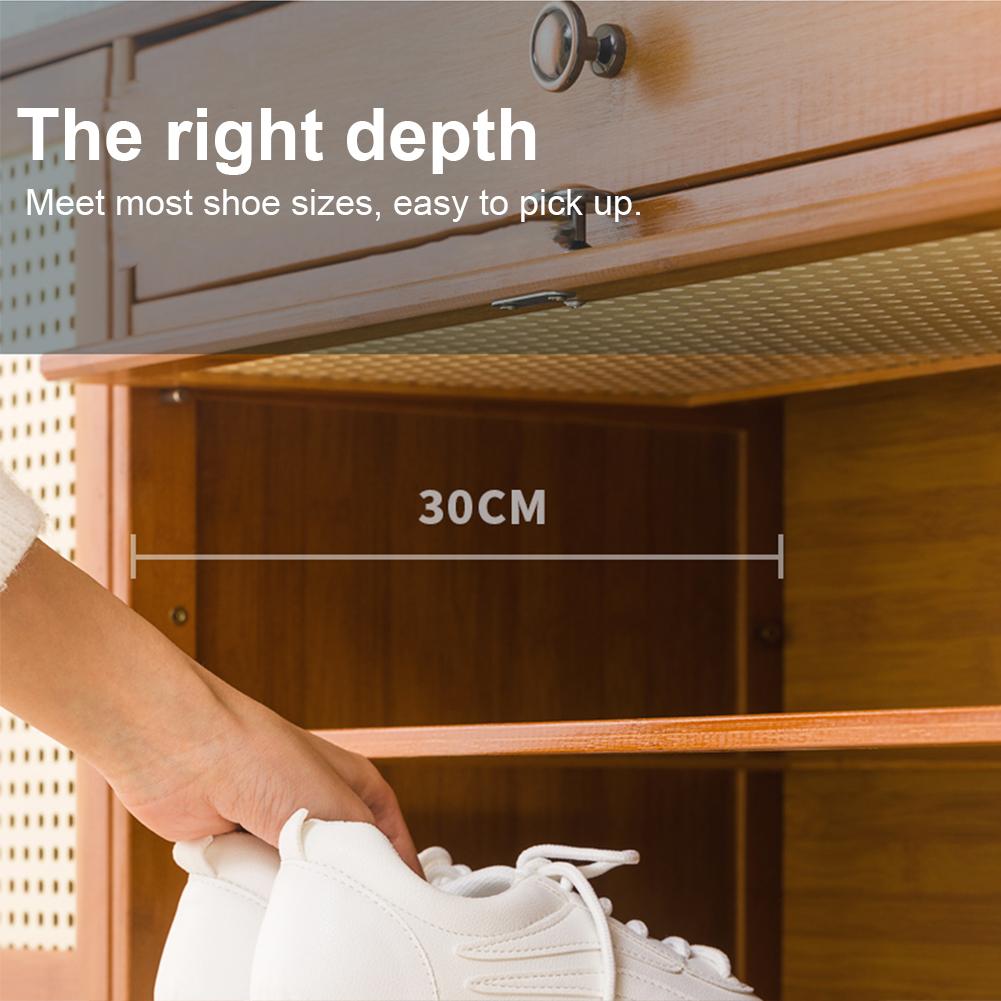 Tipping Bucket Shoe Rack Organizer with 2 Flip Drawers & Door Entryway Narrow Shoe Storage Cubby 7-Tier Bamboo Free Standing Shoe Storage Shelf for Closet Hallway Entryway