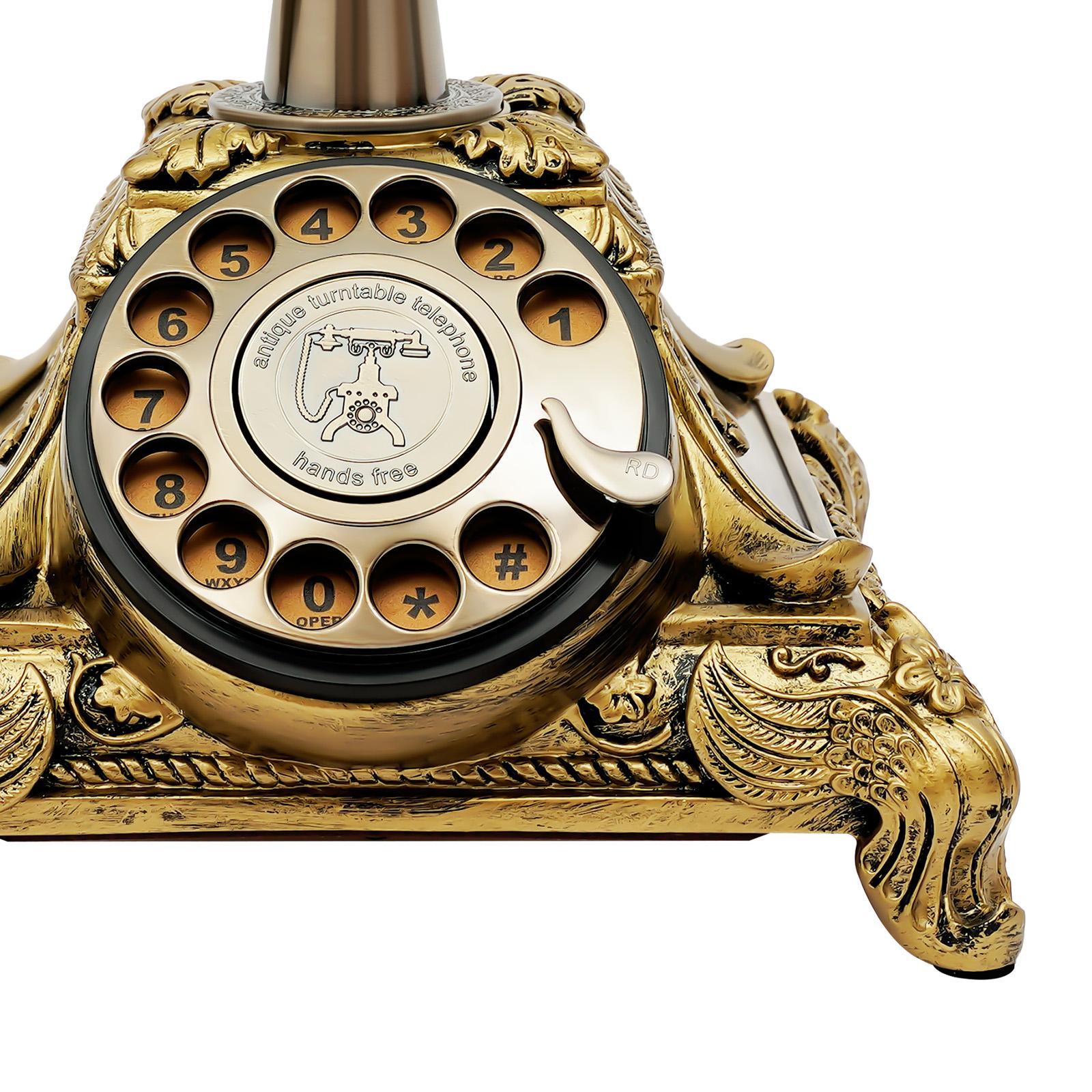 European Style Vintage Rotary Telephone Antique Design Landline Phone with Bronze Appearance & High-Quality Resin Material for Home Office Decor