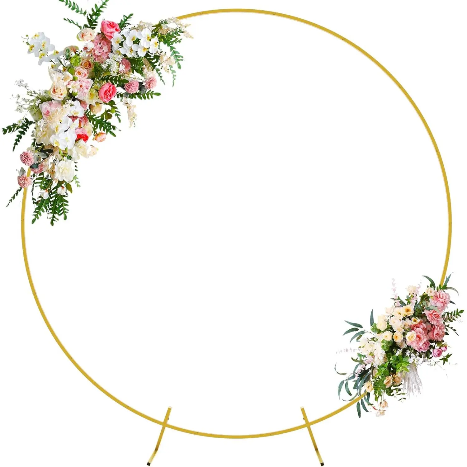 Round Backdrop Stand 7.2FT Circle Balloon Arch Frame Circle Backdrop Stand Gold Round Arch for Wedding Birthday Party Bridal Shower Anniversary Event Ceremony Decoration