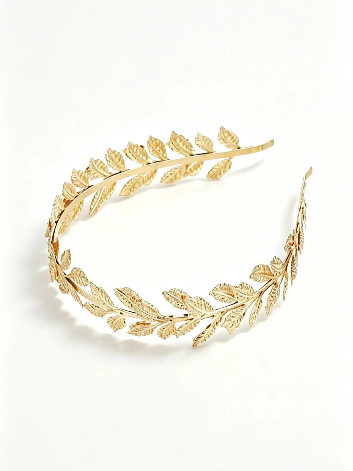 Ancient Greek Laurel Leaf Embossed Hairband, High-End Metal Texture Headband, Wedding Evening Party Accessory