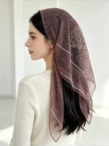 1 women's sparkling wavy line lace-up headscarf, daily party beach headscarf, mesh headscarf, rose hot diamonds