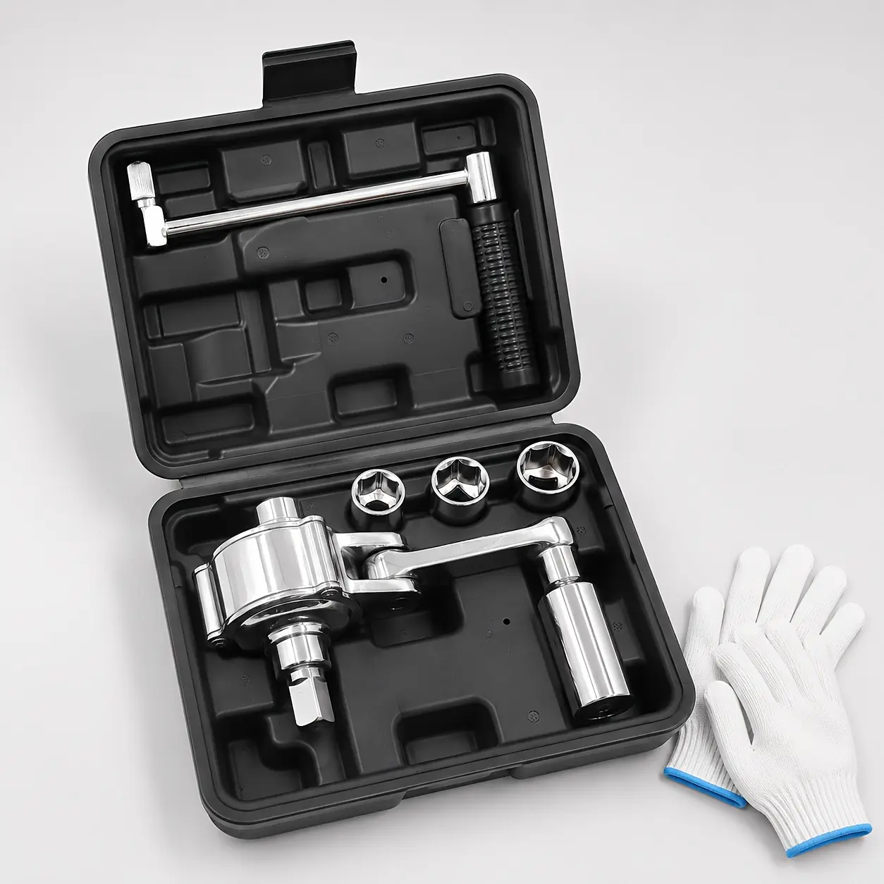 BANDESUN 1/2 Inch Drive Torque Wrench Multiplier Tire Nut Removal Kit, with 17mm, 19mm, 21mm Sockets, Portable Waist Bag & Gloves Included, Perfect Christmas Gift for Various Vehicl