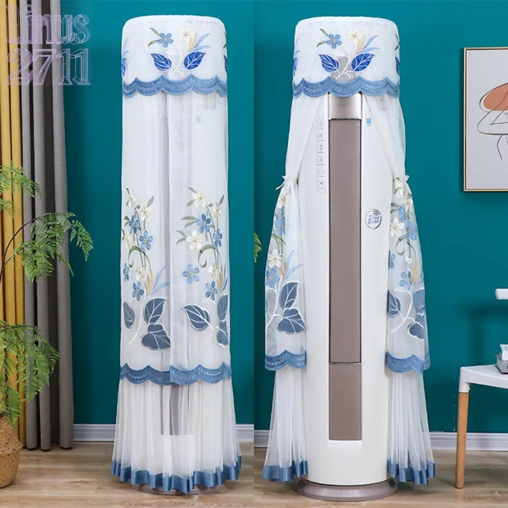 Floral Embroidery Lace Vertical Cylinder Air Conditioner Dust Cover Machine On Available Washable Living Room AC Protector Home Decor