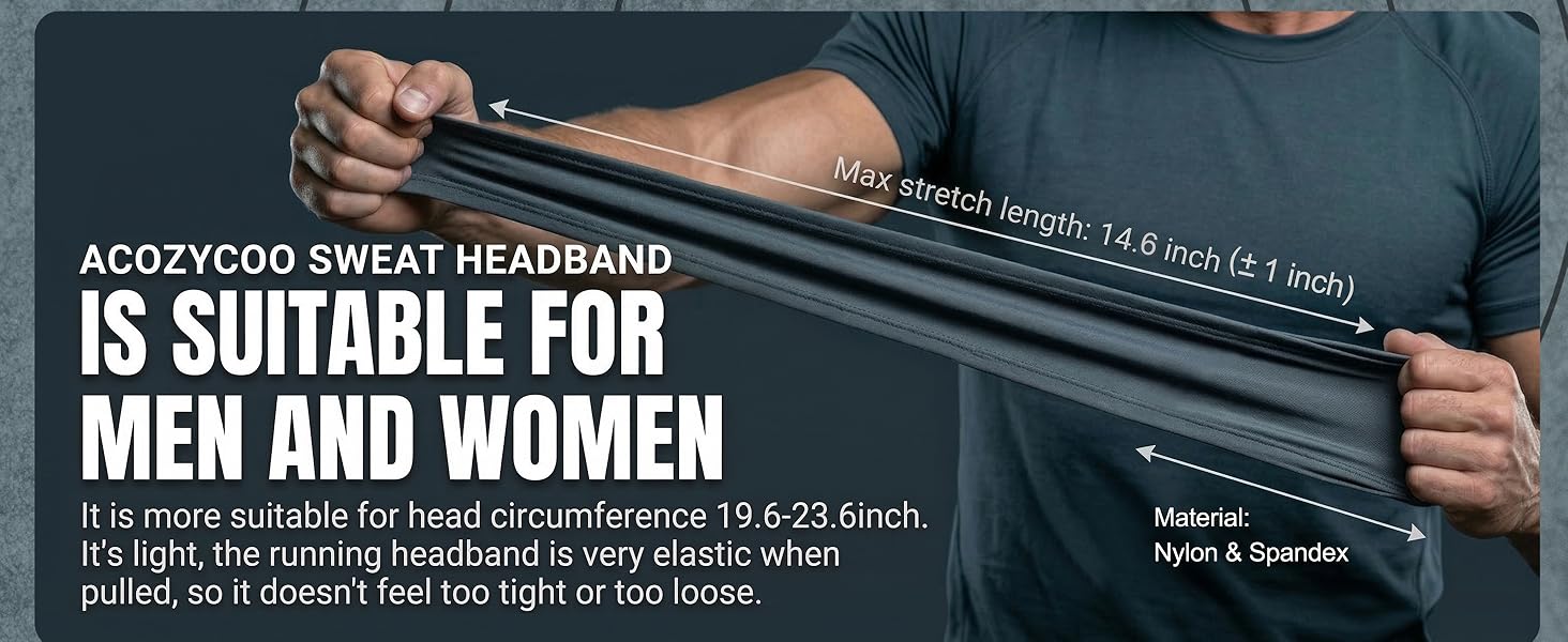 5Pack Stretchy Unisex Sweatband Sports Headband For Running,Cycling,Basketball,Yoga,Fitness Workout