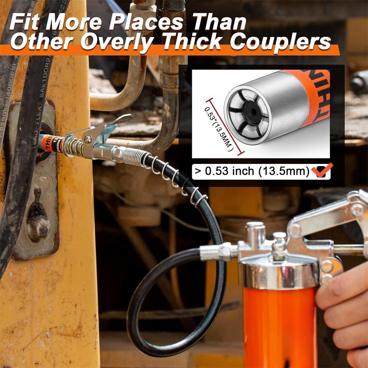 12000 PSI Quick Release Grease Machine Coupler Set Car Repair Tool Automotive Maintenance Tools with 90 °     Grease Coupler Adaptor for Tight Spaces