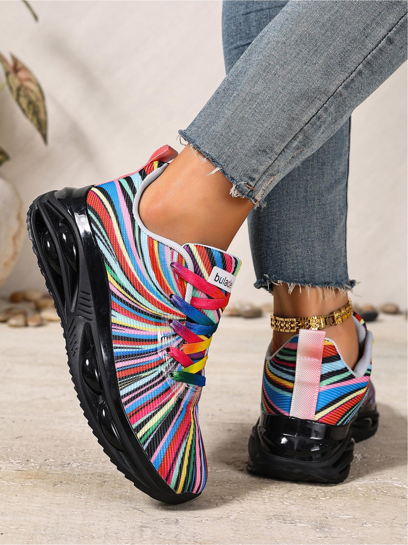 Women's Lace-Up Colorful Jelly Platform Sneakers - Lightweight Breathable Casual Shoes for Outdoor Sports & Daily Wear