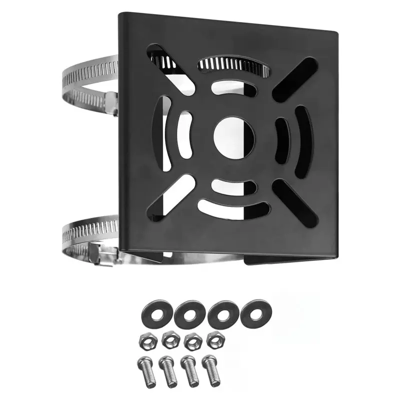Universal Vertical Pole Bracket for Security Cameras, Solid Metal Mounting Angle Bracket, Hardware, Suitable for CCTV, LED Lights, Solar Panels