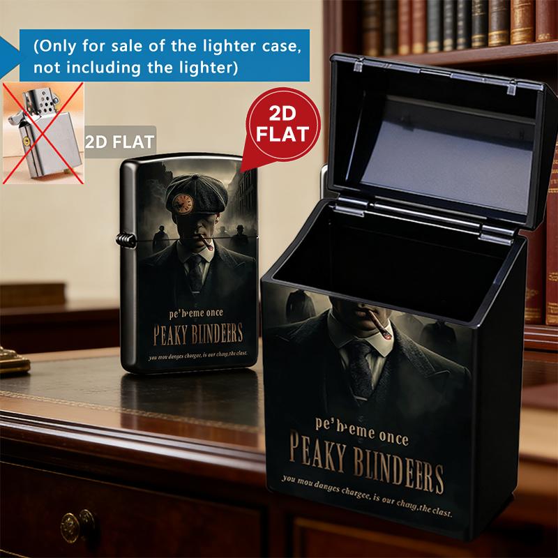 Vintage Peaky Blinders Tommy Shelby Cigarette Pack Case + Lighter Shell, Retro Birmingham Gang Print, Unique Gift for TV Series Fans