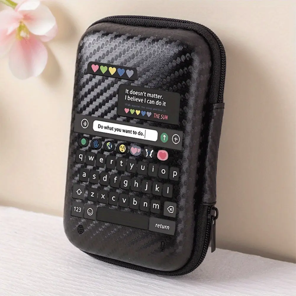 Chat room patterns are essential for offices and travel! This EVA storage box is designed to hold headphones, data cables, and chargers. It features a compact design with mesh pockets for easy organization of your charging cables.