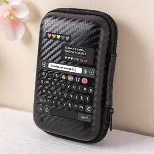 Chat room patterns are essential for offices and travel! This EVA storage box is designed to hold headphones, data cables, and chargers. It features a compact design with mesh pockets for easy organization of your charging cables.