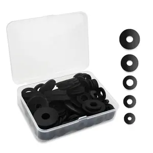 100 count Black Flat Rubber Washers  Kit, 5 Sizes (16/18/20/25/30mm), Heavy Duty, Vibration Damping Pads for Shower , Garden Faucet, Plumbing, Repair