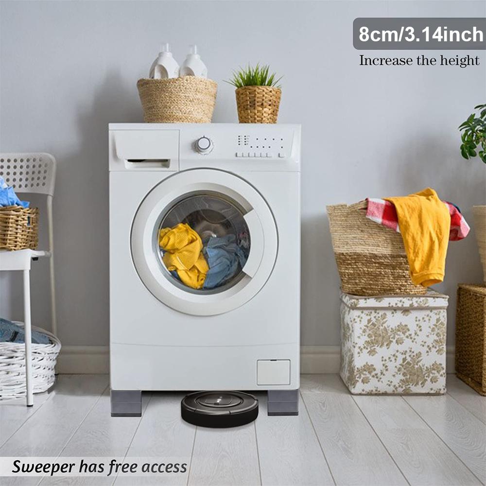 4-Piece Washer Anti-Vibration Pads, Moisture-Resistant Noise-Reducing Support Base, Durable Rubber Floor Mats for Dryer & Refrigerator