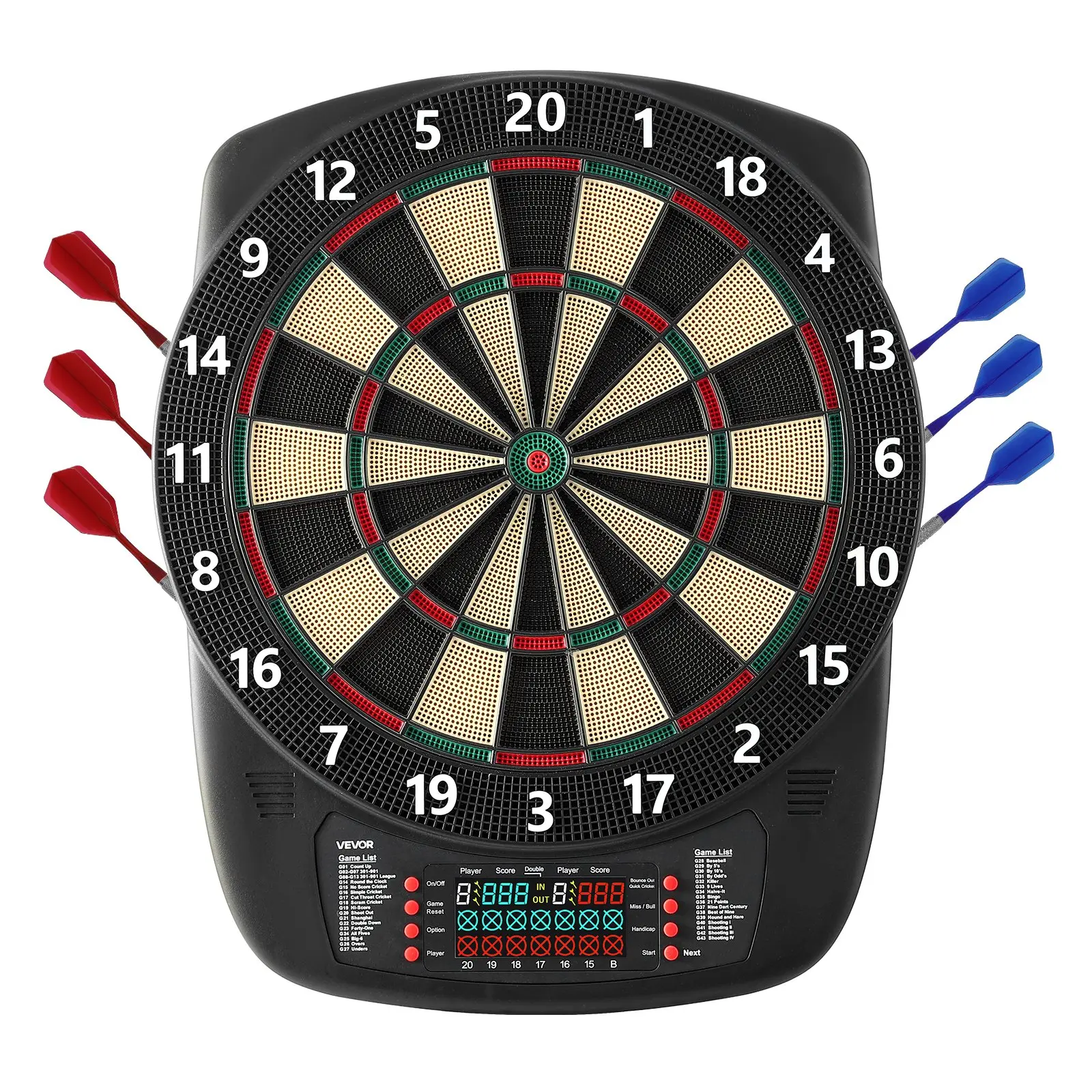 【DealsForYouDays】VEVOR PP & ABS Electronic Dart Board, 13.5in Target with 43 Games, 200+ Variations, LCD Display Score Tracking, Wall Mounting, 6 Dart Shafts with Flights, 50 Soft Tips for Up to 8 Players, Home Party Game Rooms
