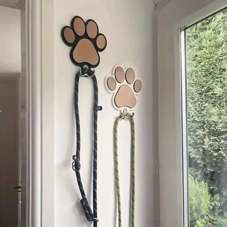 Handcrafted Wooden Dog Paw Print Wall Hooks – Rustic Farmhouse Towel, Coat & Leash Hanger, Cute Animal Lover Home Decor, Unique Gift for Pet Parents