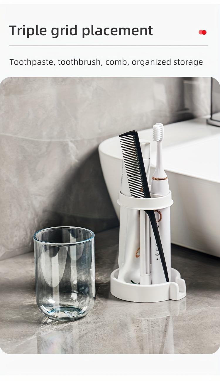 1PC Bathroom Toothbrush Cup Holder, Waterproof Toothbrush Holder, Cosmetic Organizer, Space-Saving Wall Shelf, Suitable for Sinks, Washrooms, Counters, Bathroom Organization and Storage