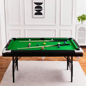7ft Folding Billiard Table for Family, Includes 2 Cue Sticks, Chalk & Felt Brush, for Game Room & Party, Kids & Adults