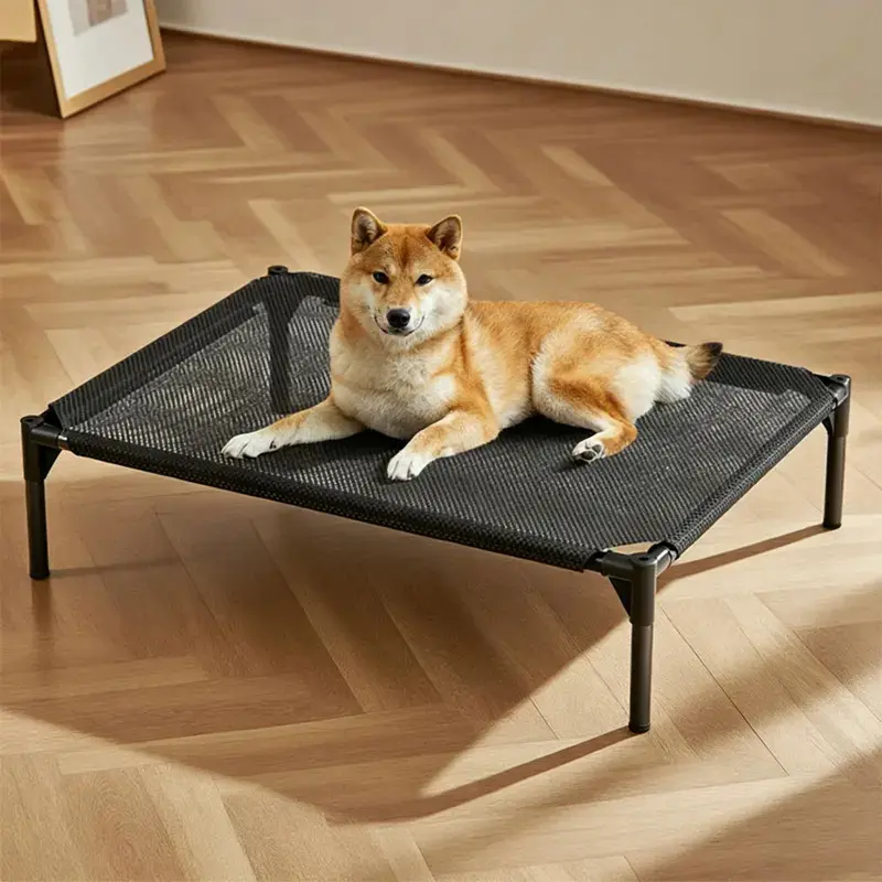 Foldable All-Season Dog Marching Bed Off-Ground Pet Bed Moisture-Proof Dog House Small Dog Sleeping Mat Comfortable Dog BedThethumbshop Breathable Elevated Cooling washable waterproof anti-slip foot steel metal frame durable bed raised dog bed