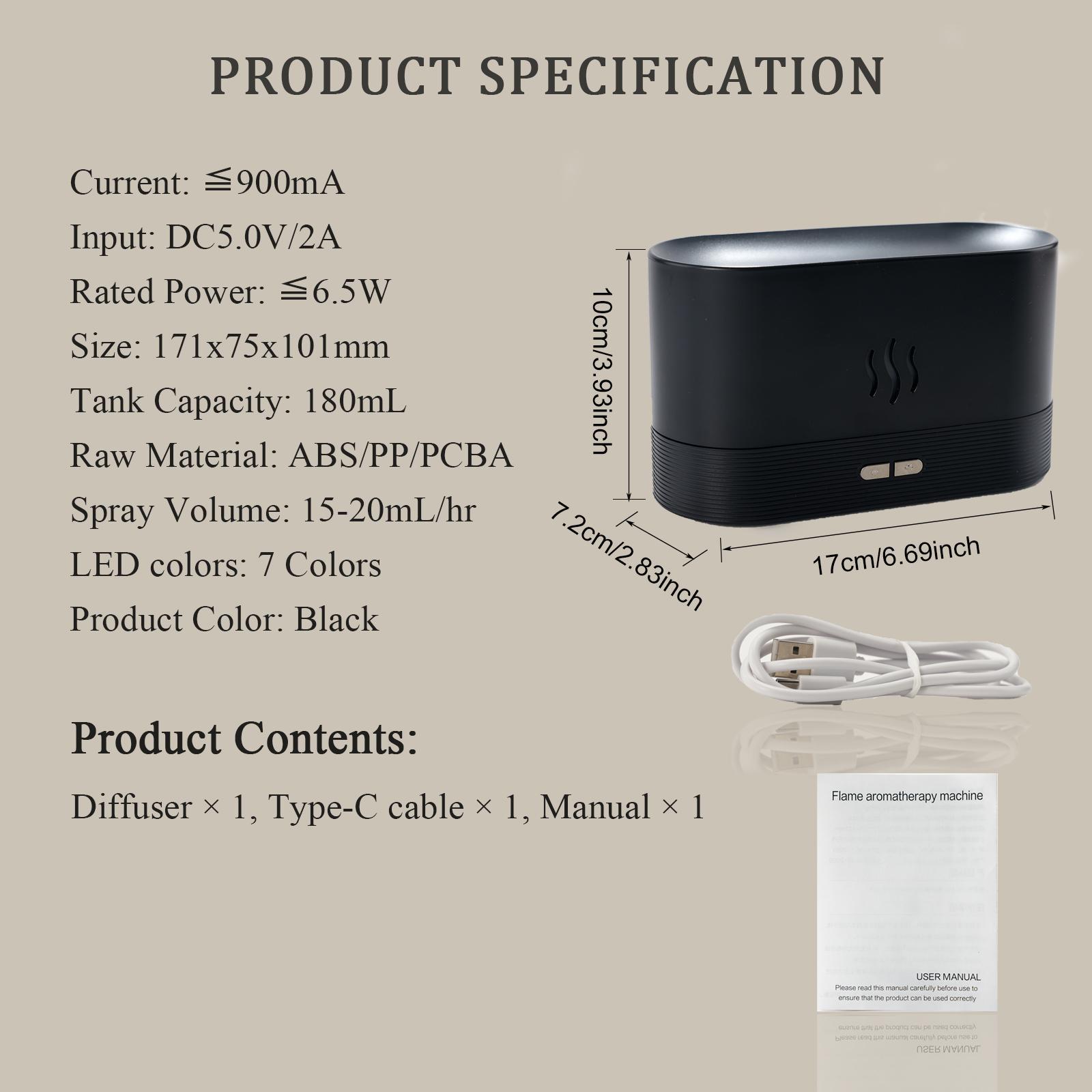 Colorful Flame Air Aroma Diffuser Humidifier with Essential Oils, Long-Lasting Scents, 7 Flame Colors Noiseless Essential Oil Diffuser for Home, Office, Yoga #TOP PICKS