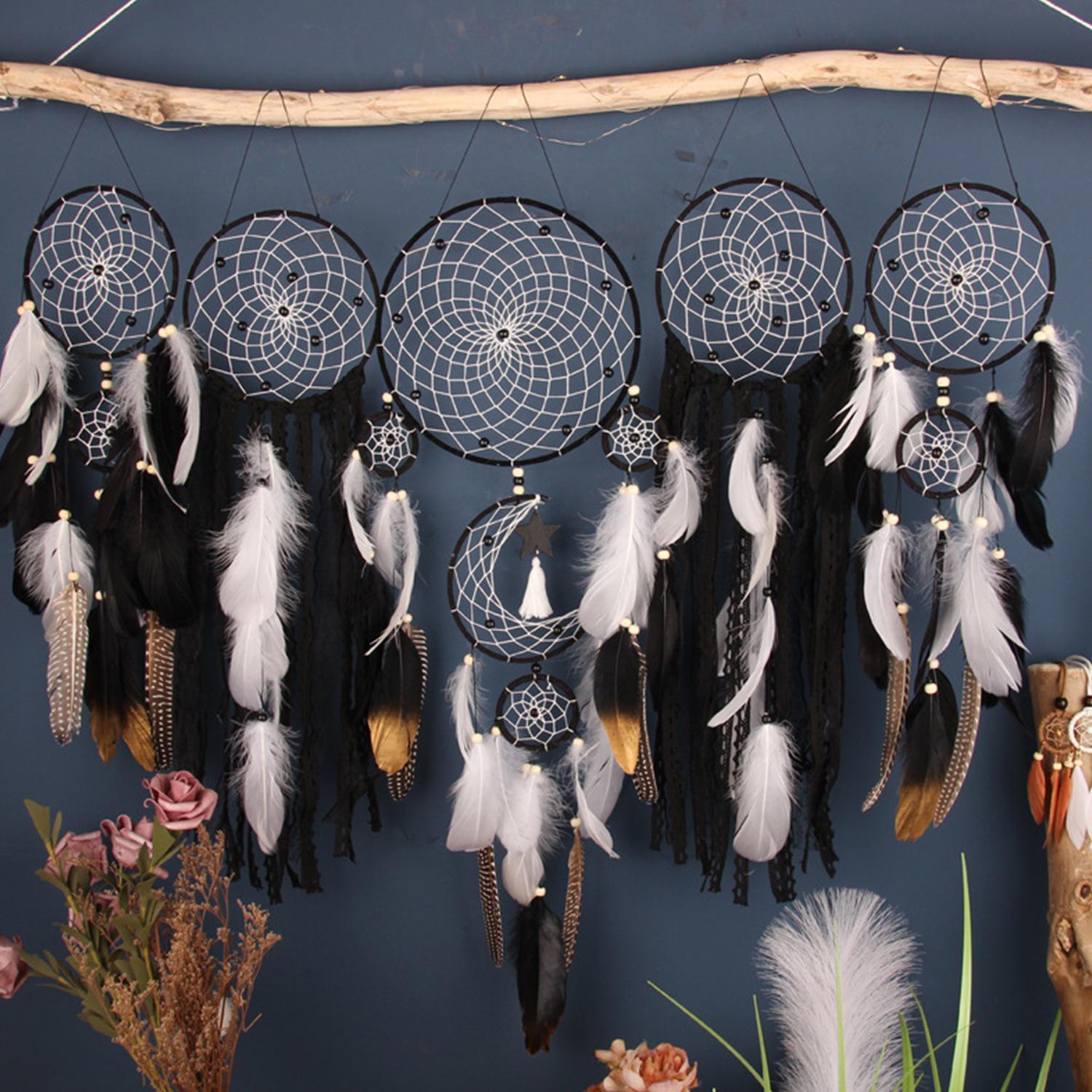Dream Catcher, 5 Counts/set Feather Decor Wall Hanging Design Hanging Dream Catcher, Wall Hanging Decor Hangable Room Decor for Home Living Room Bedroom, Home Decor