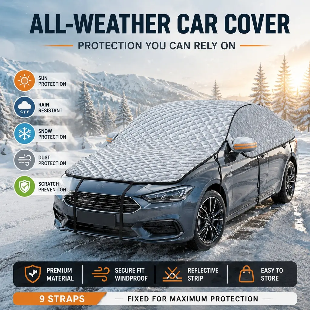 Thick Anti-Frost Snow Windshield Cover, Aluminum Foil Insulation, UV Protection, Easy Install, for Cars Suvs Trucks, Winter Weather