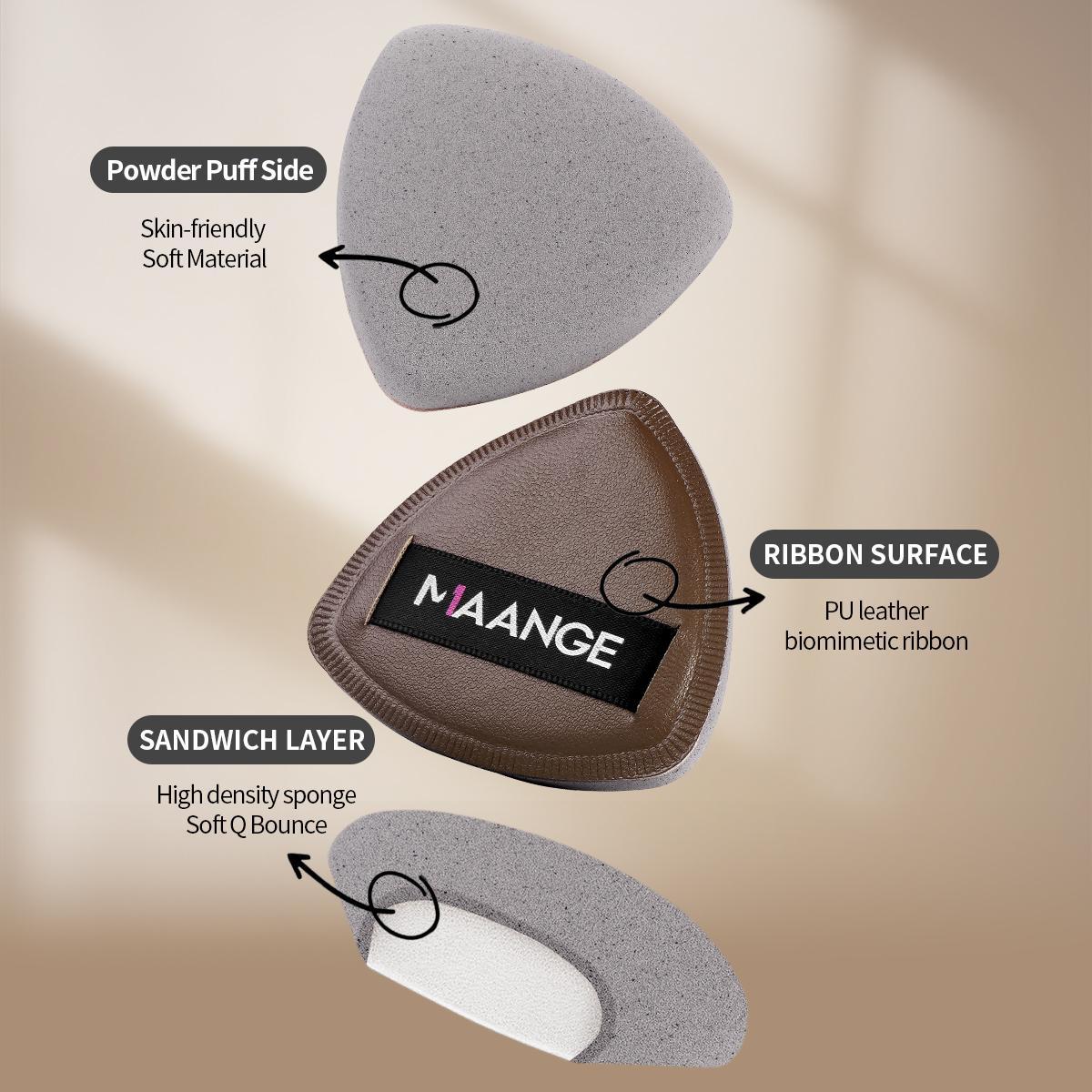 MAANGE 4pcs Bamboo Charcoal Marshmallow Air Cushion Puff with Storage Box, Powder Puff for Loose Powder, Face Makeup Sponge Soft Velour Triangle Powder Puffs Beauty Sponge, Cosmetics