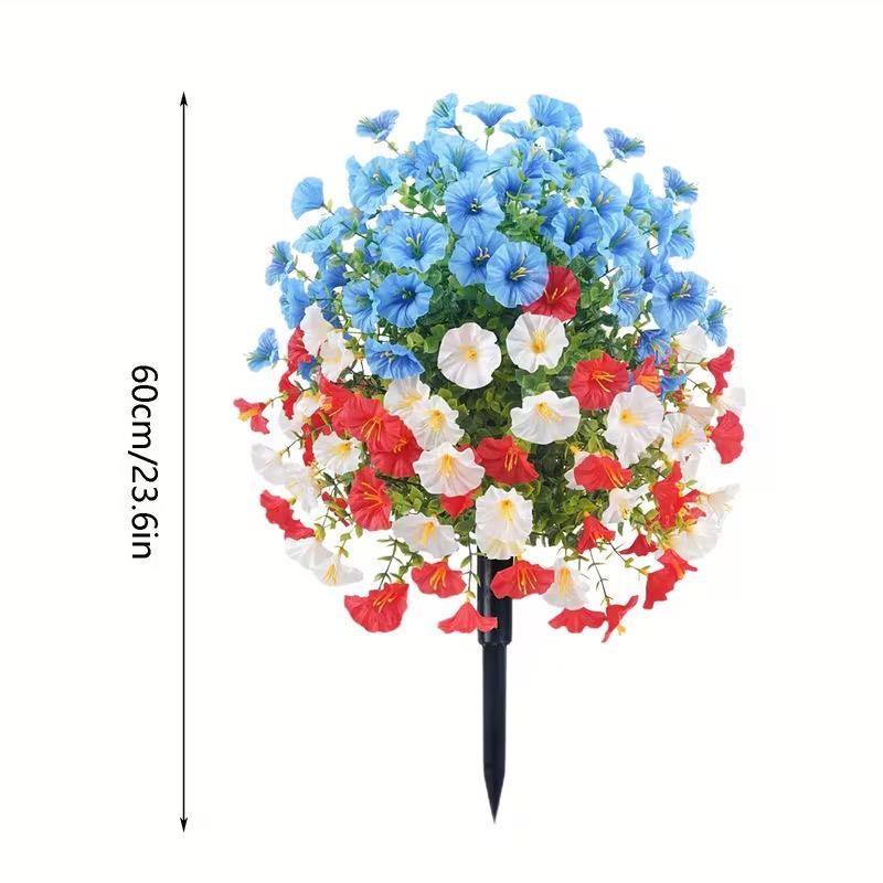 Artificial Flower Trumpet Flower With Ground Stake For Garden Decoration, Eucalyptus Artificial Flower Decoration, Artificial Green Plant, Suitable For Garden, Courtyard, And Outdoor Decoration