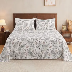 Fit 16", Breathable Microfiber Super Soft Size Sheet Set, Style Home Decor Bed Sheet Set, Gift for Women, Men - Nuts