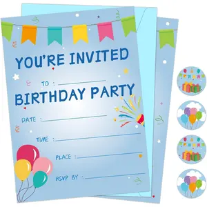 30 Pack Birthday Party Invitations Set for Boys Girls Kids Invite Cards with Envelopes Sticker Labels Decorations Supplies for Surprise Party Baby Shower