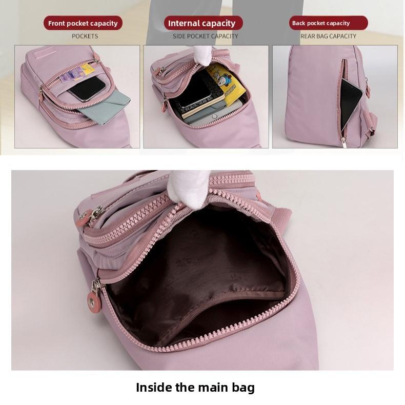 New Fashion Multi-layer Chest Bag for Women, Simple and Lightweight Korean Style Casual Travel Ladies Backpack, Versatile Printed Crossbody Bag