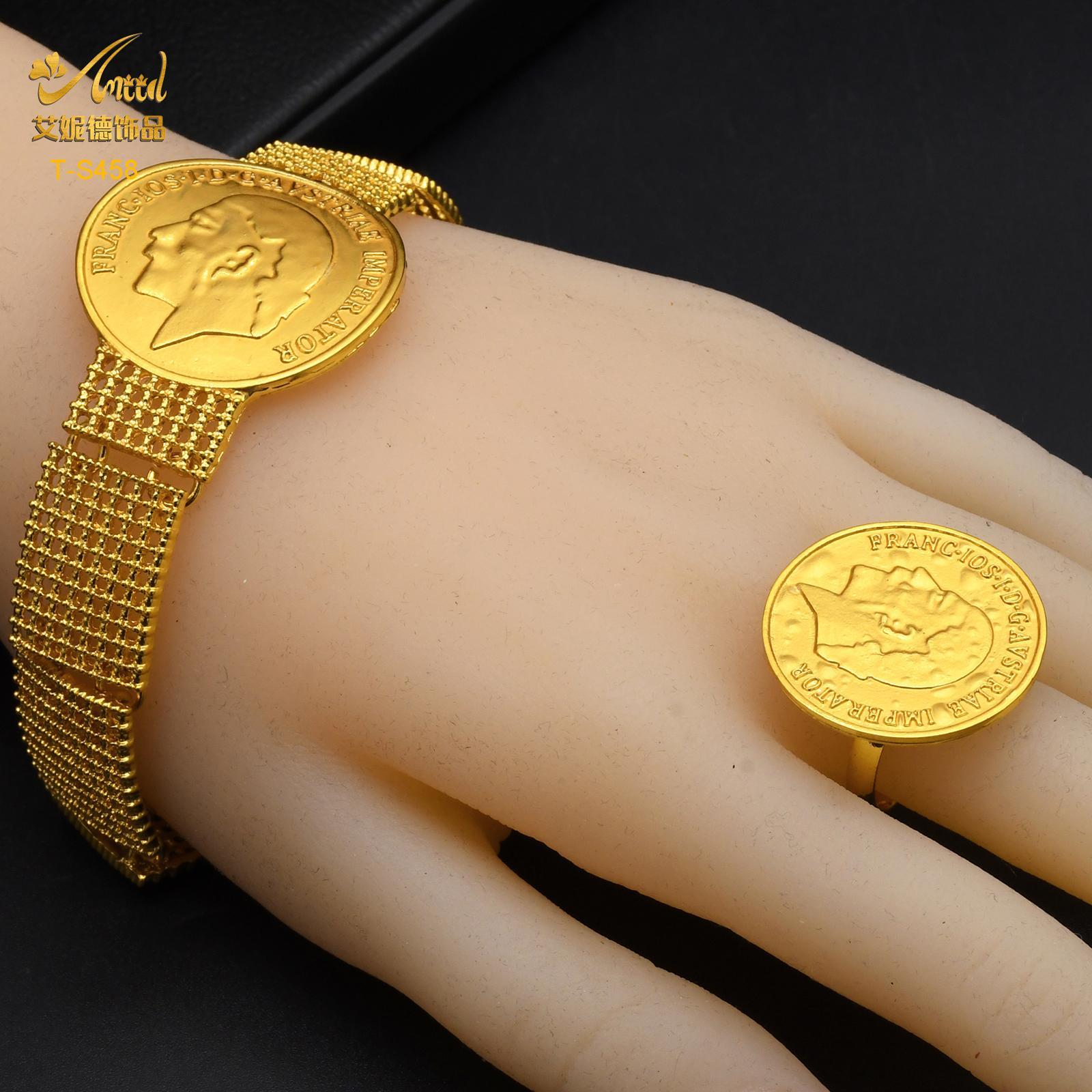 ANIID Ethiopian 24K Gold Color Coins Jewelry Set African Hawaiian Luxury Necklace Bracelet Pendant Set Dubai Wedding Gifts