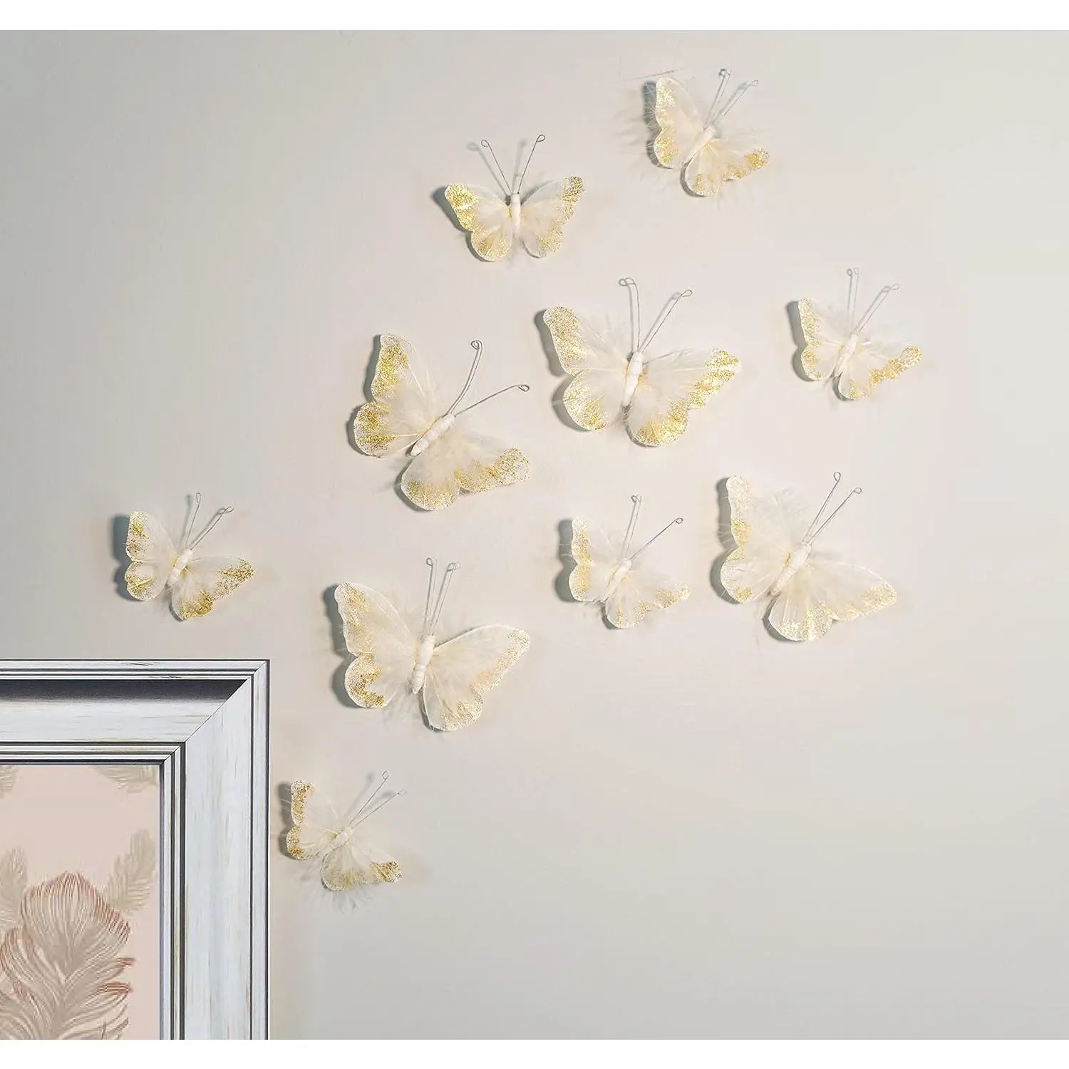 Butterfly Wall Decorations  Real   Wall  Girls Bedroom | Stunning  Glitter Decor Stickers  Rooms &  Sets | 10 Adhesive Pieces