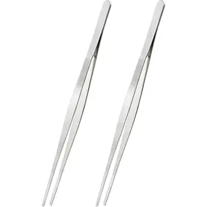 2Pcs 12 Inch Kitchen Tweezers Tongs, Stainless Steel Tweezers for Culinary, Cooking Tweezers, Bar, Chef Tweezers professional, Long Handle Food Tweezers, BBQ, Plating