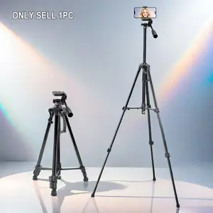 55-Inch Multi-Functional Tripod, Camera Tripod, Night Fishing Light Stand, Phone Live Streaming Tripod, Selfie Photography Stand, Phone Holder Tripod