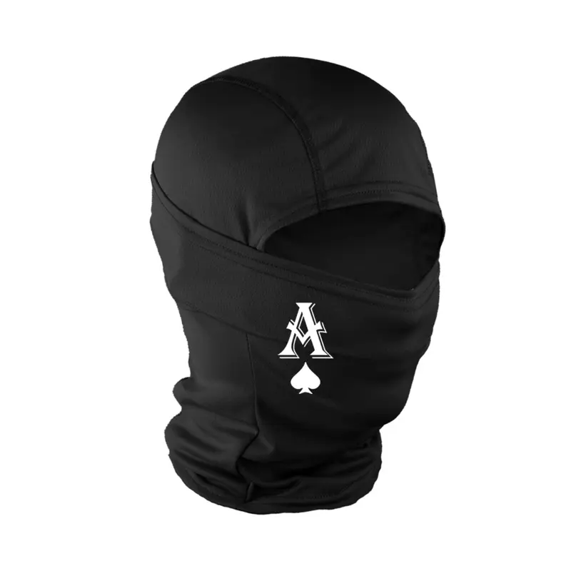 Letter a Print Ski Mask for Men & Women, Woven Fabric Sporty Design, Loose-Fit Face Cover Balaclava Headwear for All-Season Outdoor Activities