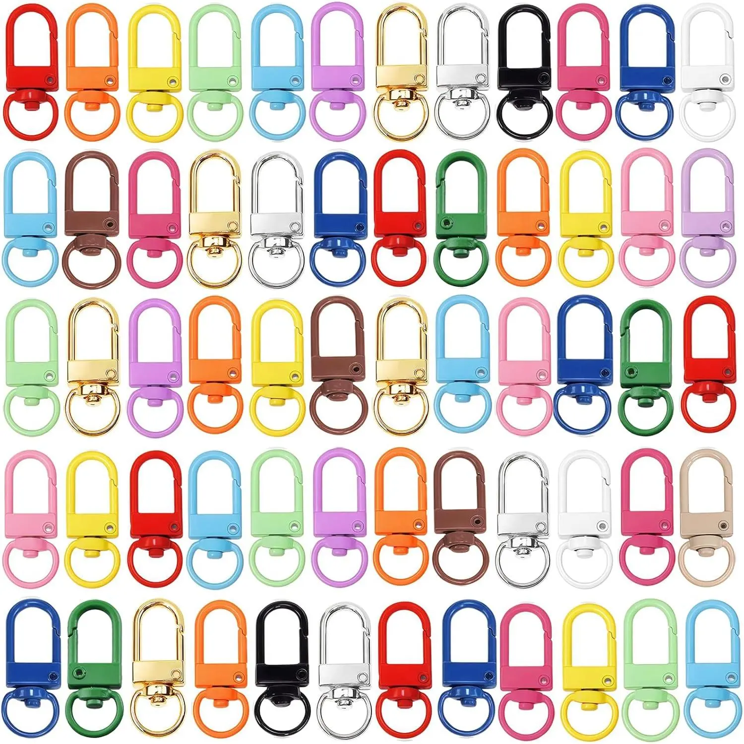 Clasp  Clip Accessories Bulk 60 count Colorful Lobster Claw Clasps for Keychains Clips Bag  Clip Swivel Clasp Hooks for Purses Craft DIY Key Chain Making Supplies (Multicolor)