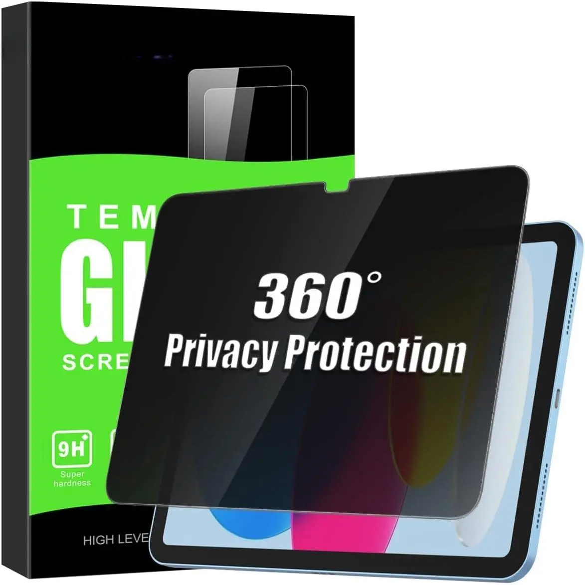 360° Tempered Glass Computer Handheld Tablet Privacy Screen Protector Stickers for iPad A16 11th/10th Gen 10.9", Anti-Spy Filter, Bubble-Free Installation, Face ID Compatible, Stylus-Friendly, Precise Cutouts, Smooth Protection Accessories