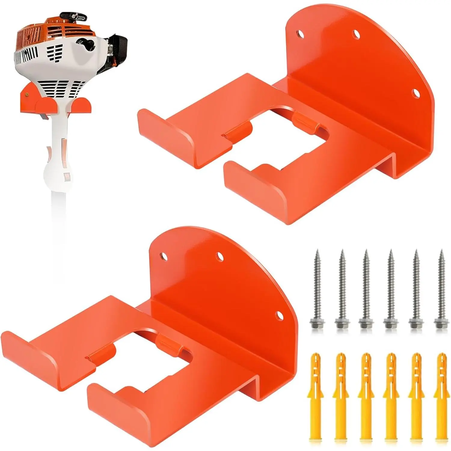 Garage Storage Organizer Trimmer Rack - 1 Pack Heavy Duty Power Tool Hanger for Grass Trimmer, Hedge Trimmer; Fits Various Tools - Suitable for Wall Mounting in Garage, Shed, or Garden