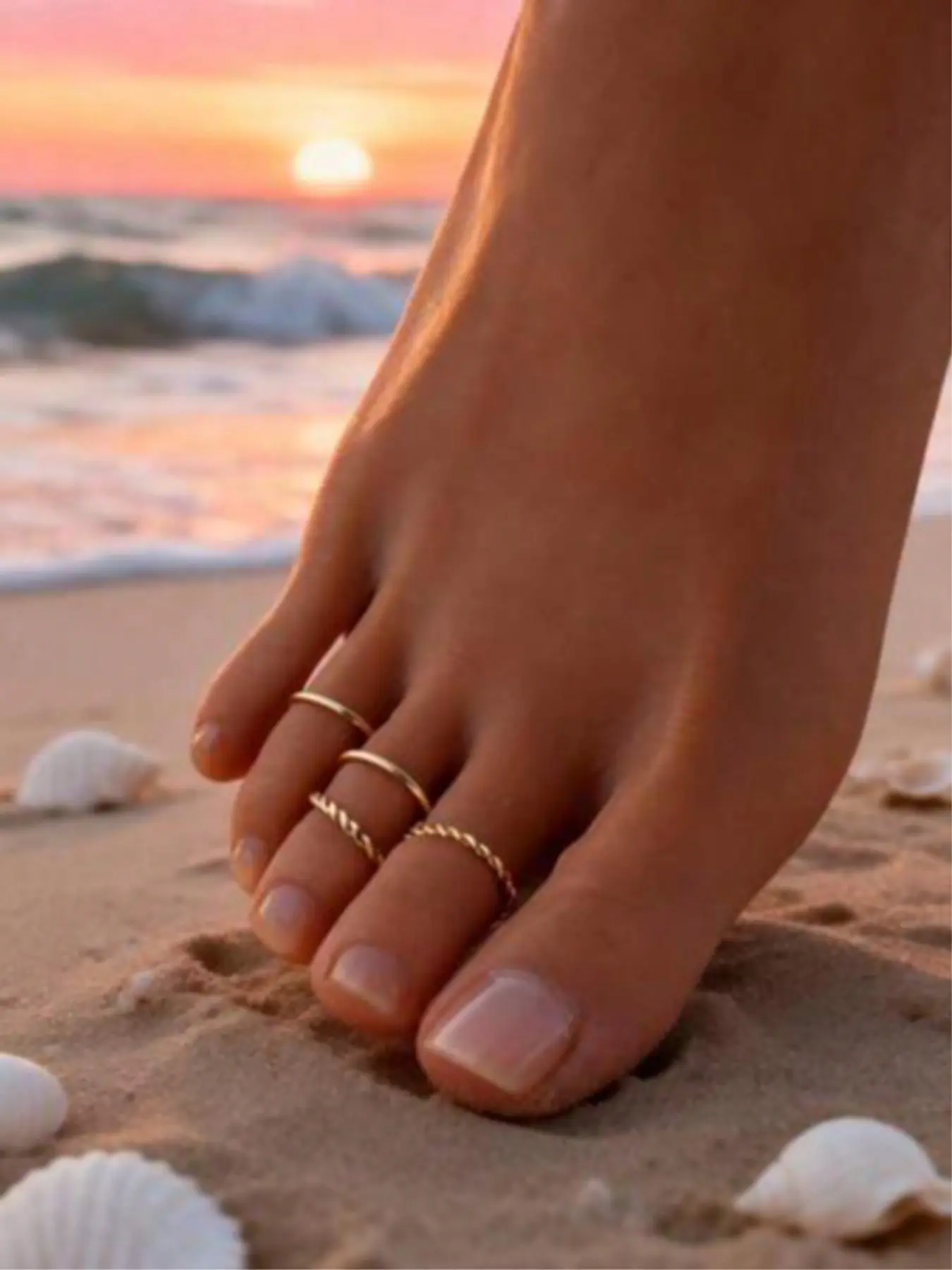 4pcs Minimalist Plain Toe Rings Set, Adjustable Boho Toe Rings for Women, Casual Alloy Jewelry for Beach, Summer, Party, Daily Wear, Perfect Gift