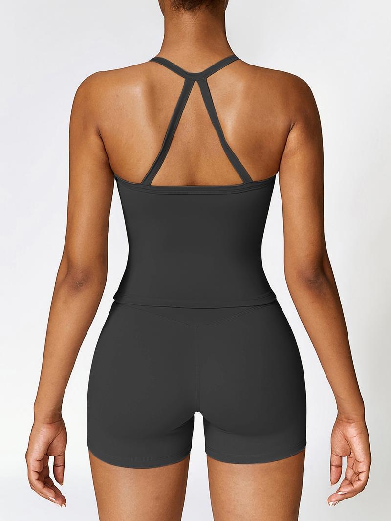 Women's Solid Color Sports Singlet, Comfortable Breathable Sports Top with Chest Pad, Ladies Sportswear for Indoor Outdoor Wear, Activewear, Activewear Fitness, Athletic Top