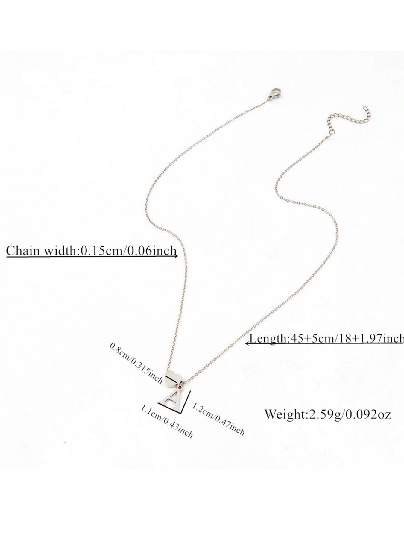Letter & Heart Charm Necklace Initial for Women, Classic Jewelry for Girls Gift, Fashion Jewelry for Party, Daily Clothing Decor, Exquisite Chain Jewelry for Gift